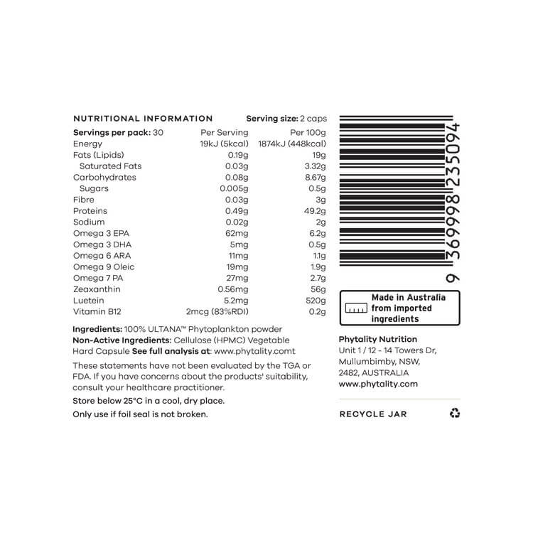 Phytality Phytoplankton Omega & Multi Capsules x 60 (500mg)